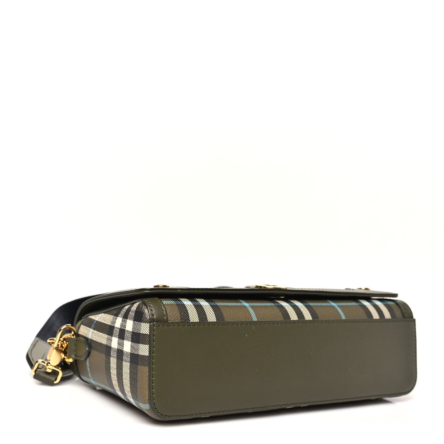 Coated Canvas Calfskin Vintage Check Note Top Handle Shoulder Bag Olive Green