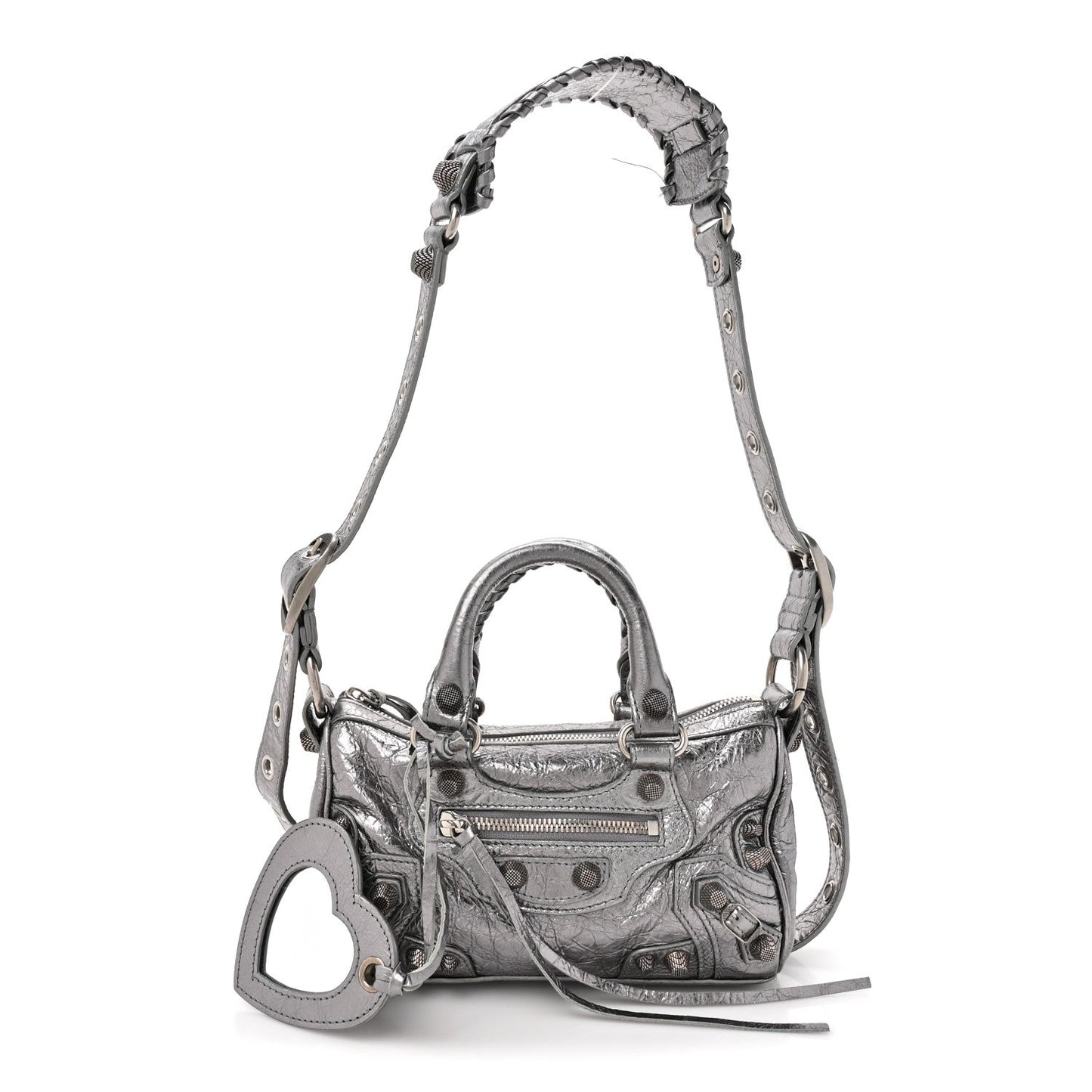Metallic Agneau Arena Mini Le Cagole Duffle Crossbody Bag Silver
