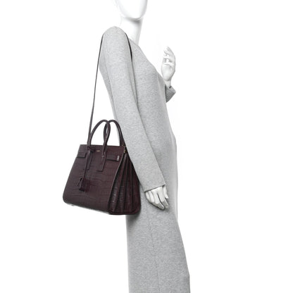Calfskin Crocodile Embossed Small Sac De Jour Amarena
