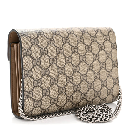 GG Supreme Monogram Mini Dionysus Chain Wallet Beige Taupe