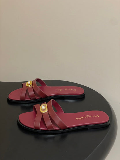 CD 26 Chunky Heel Sandals Burgundy Leather 593529