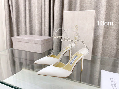 Jimmy Choo Crystal Embellishment 10cm Pumps Ivory Silk