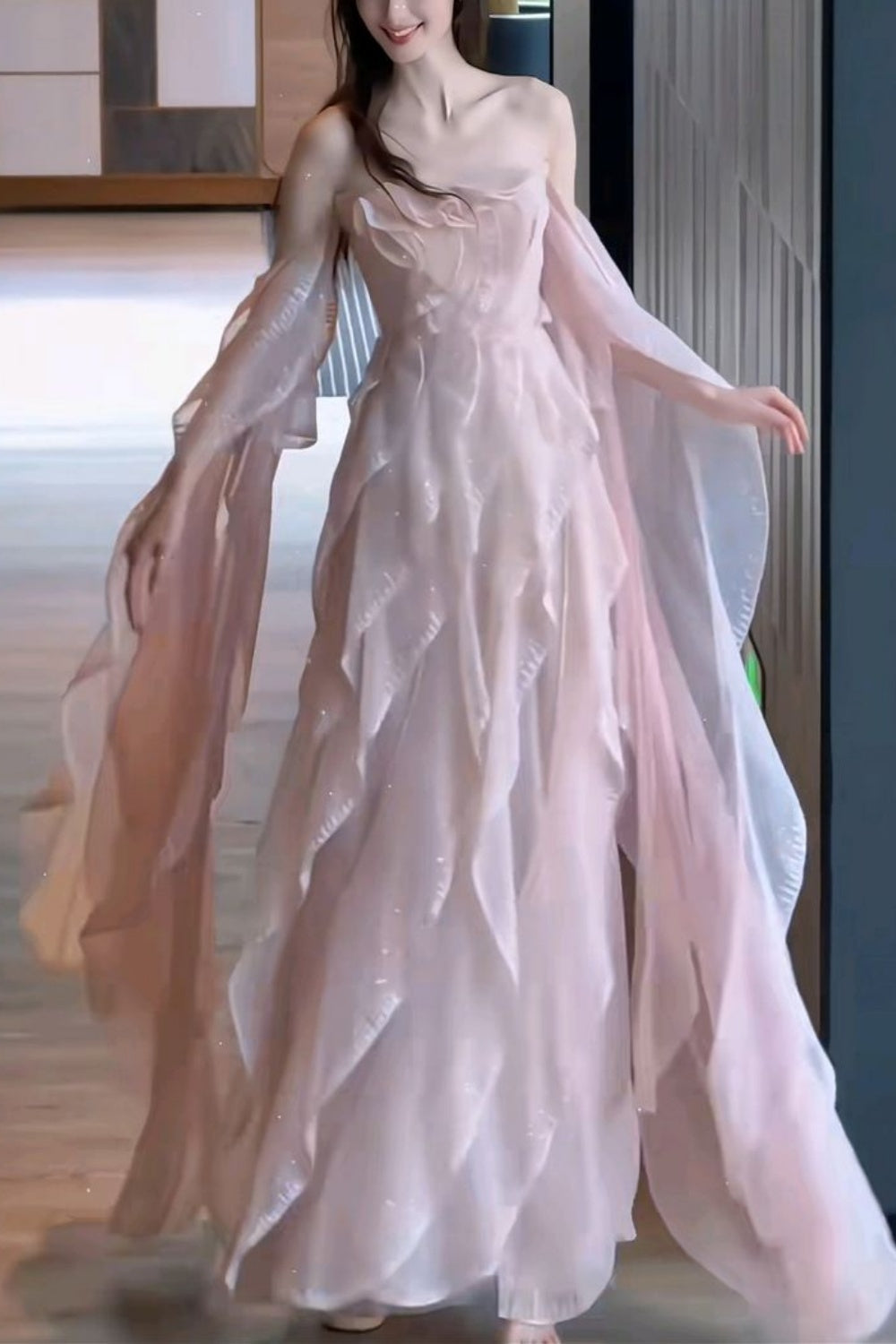 formaldressy-Pink Sweet Long Tulle Fairy Dress Prom Dress gh5967