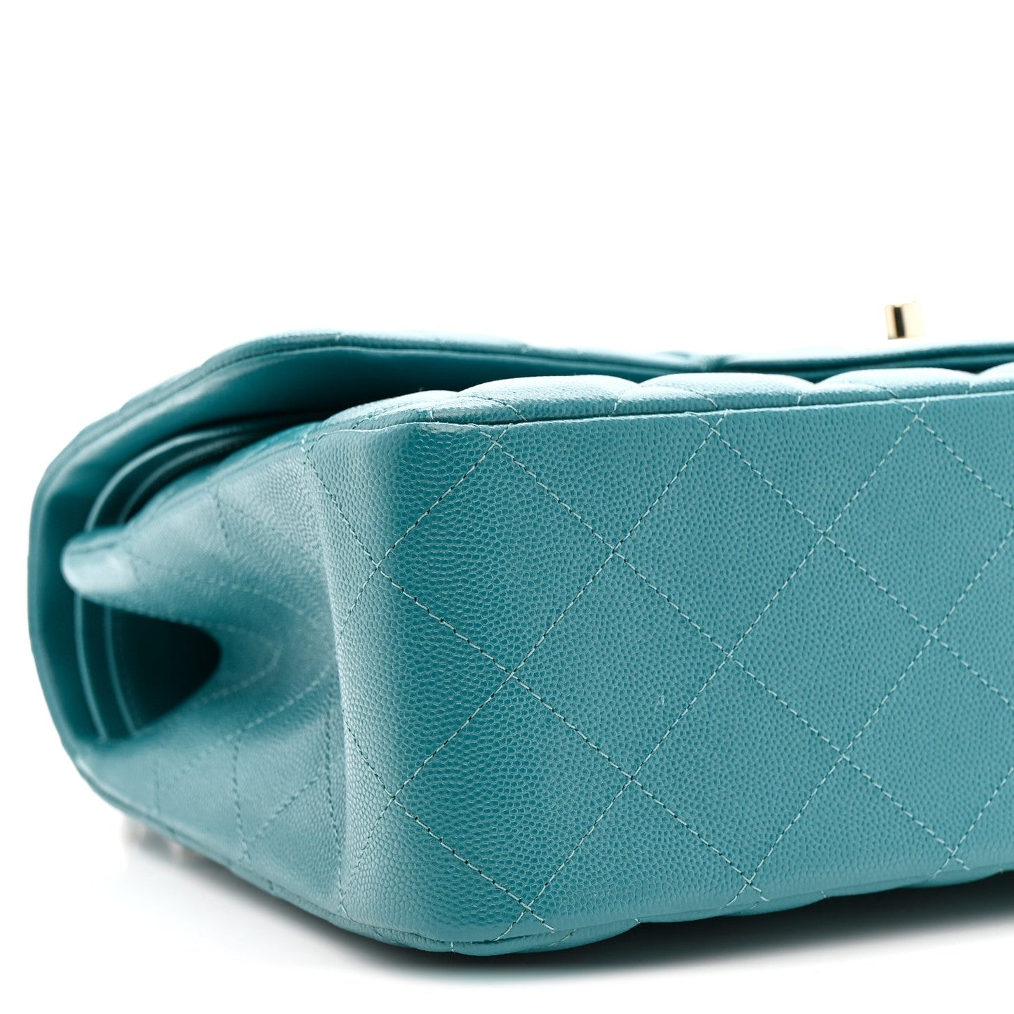 Caviar Quilted Jumbo Double Flap Green