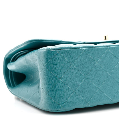 Caviar Quilted Jumbo Double Flap Green