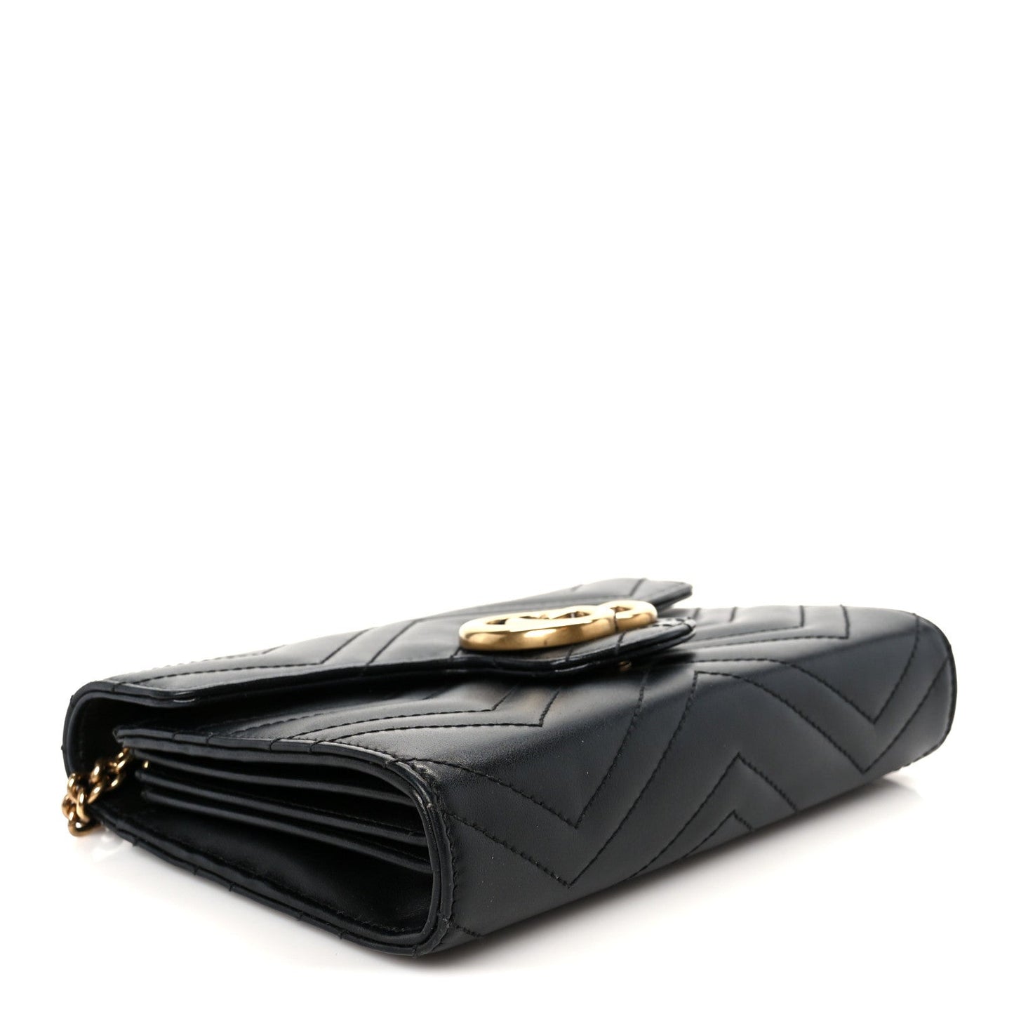 Calfskin Matelasse GG Marmont Chain Wallet Black
