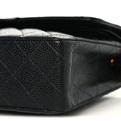 Caviar Quilted Medium Double Flap Black