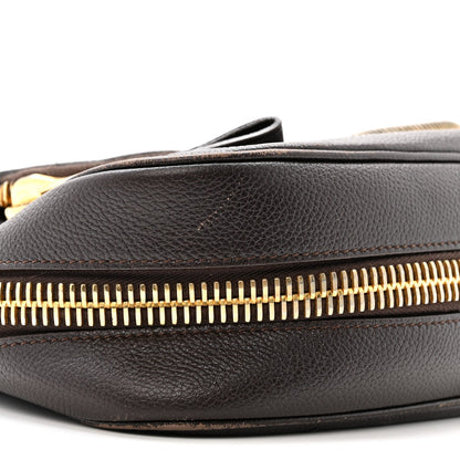 Grained Calfskin Medium Jennifer Crossbody Bag Brown