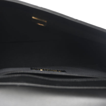Calfskin Stitched Chain Flap Black
