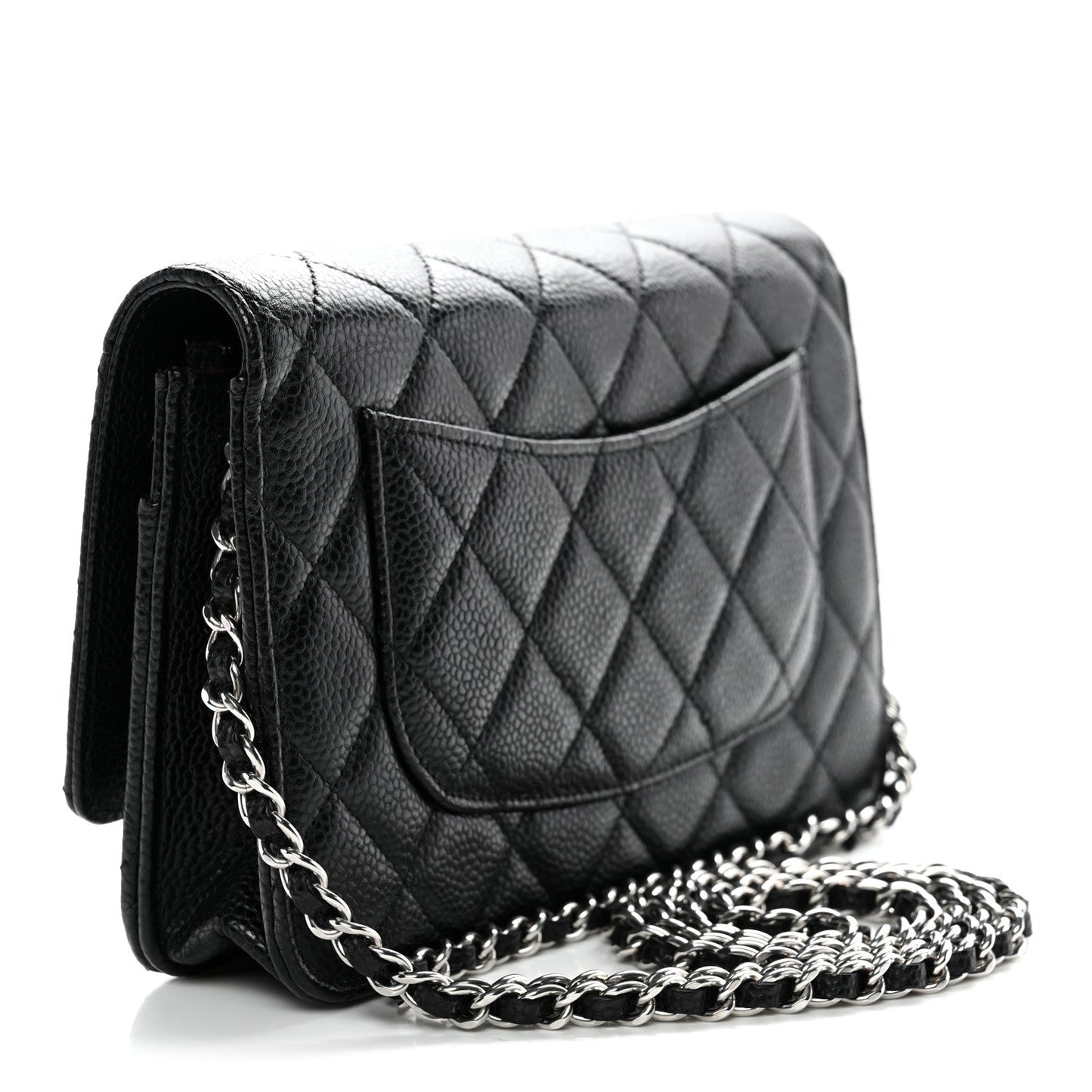 Caviar Quilted Wallet On Chain WOC Black