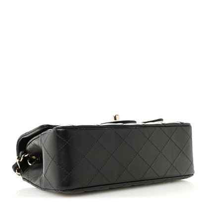 Lambskin Quilted Mini Rectangular Flap Black