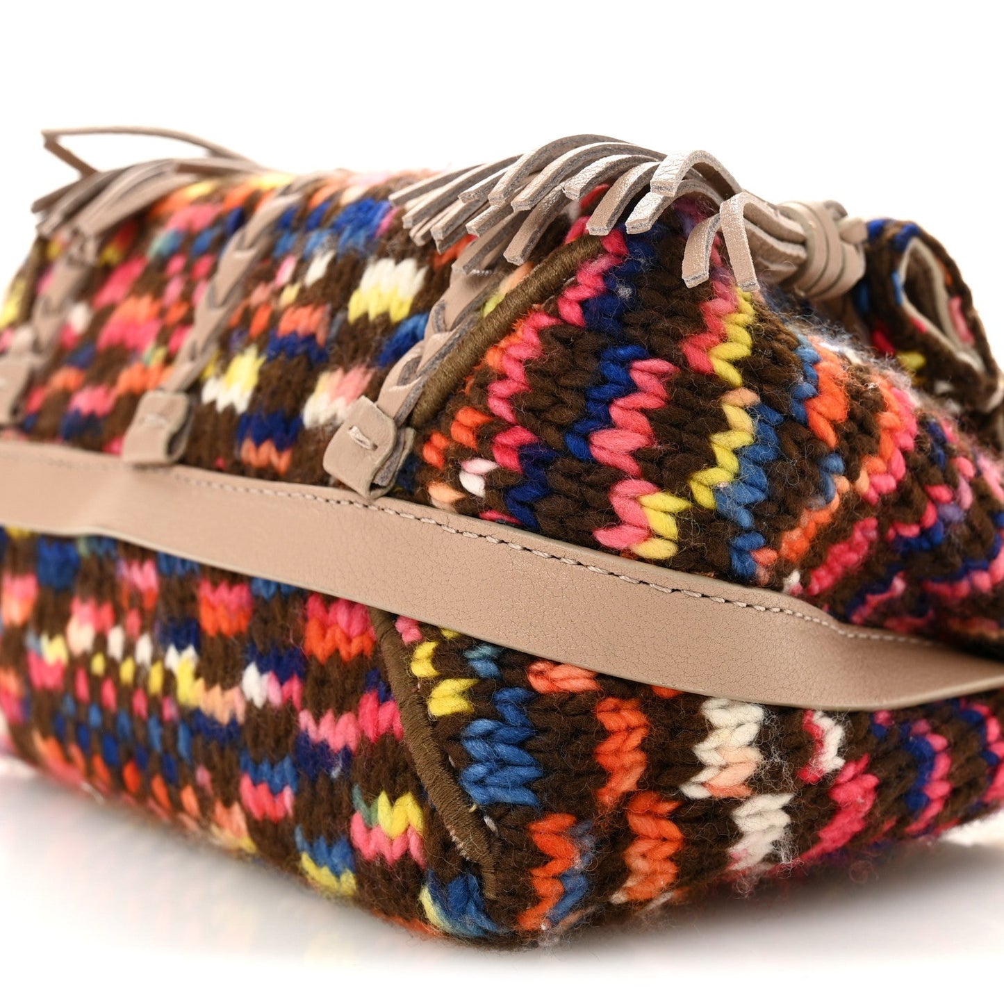 Cashmere Knit Calfskin Mini Penelope Soft Shoulder Bag Woodrose Multicolor