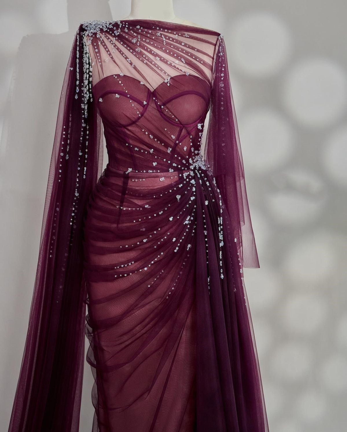 formaldressy-Black/Wine Red/Light Brown Exquisite Beaded Sweetheart Collar Long Tulle Prom Dress Evening Dress Party Dress gh5386