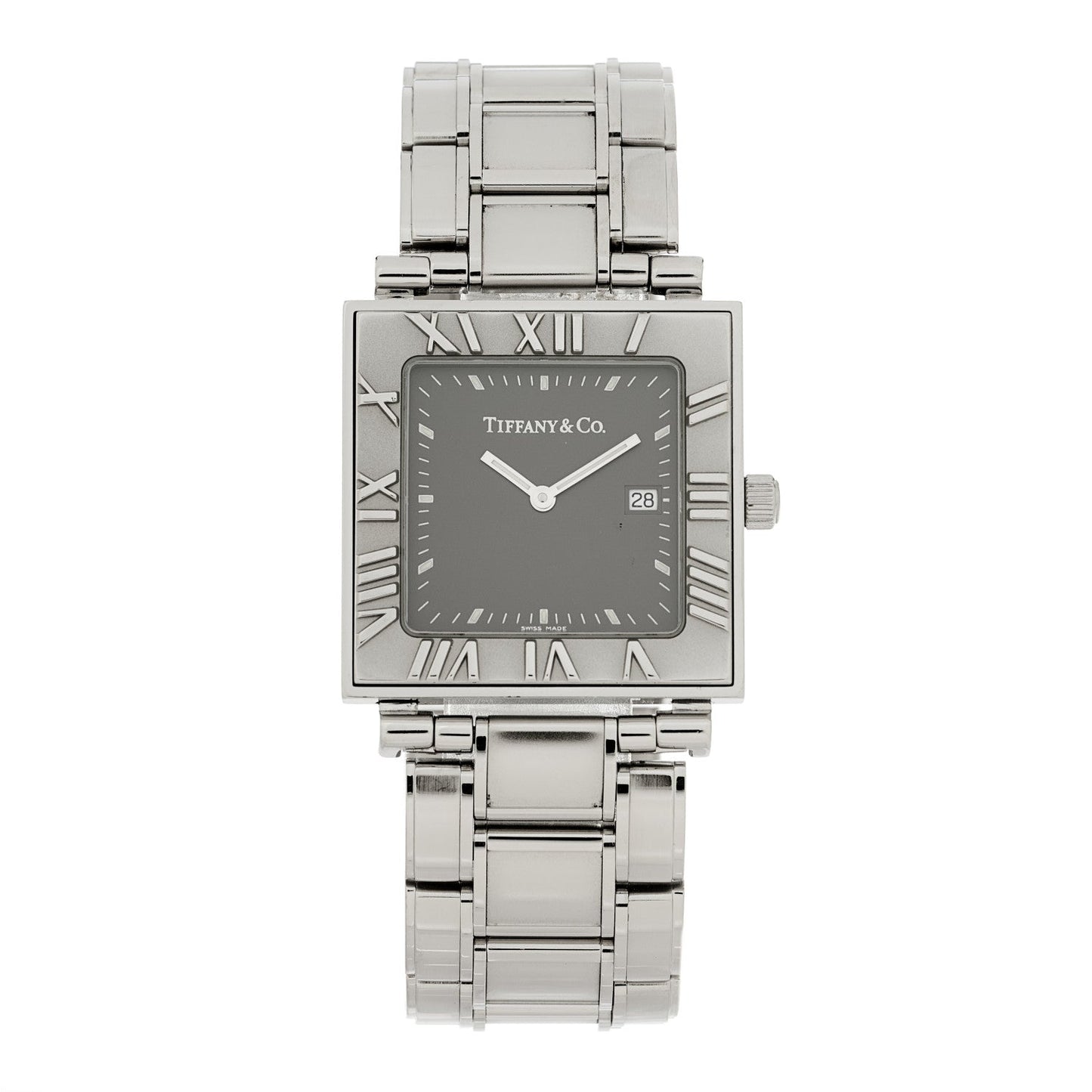 Stainless Steel 28mm Atlas Square Quartz Watch Grey