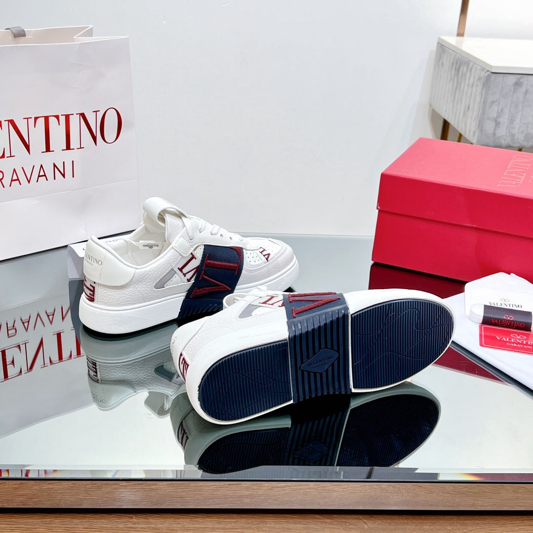 valenti low top vl7n white calfskin black red canvas
