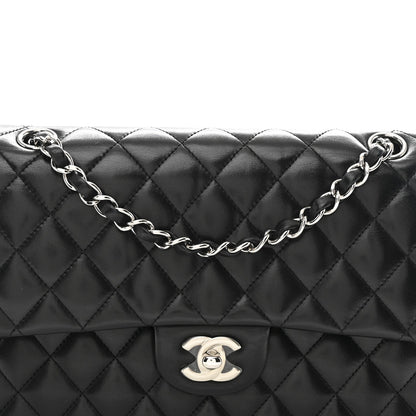 Lambskin Quilted Medium Double Flap Black