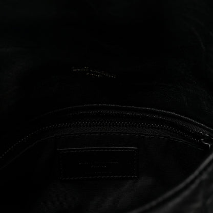 Calfskin Quilted Toy Loulou Puffer Monogram Monochrome Chain Satchel Black