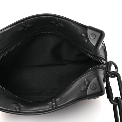 Calfskin Debossed Monogram Solar Ray Mini Soft Trunk Black