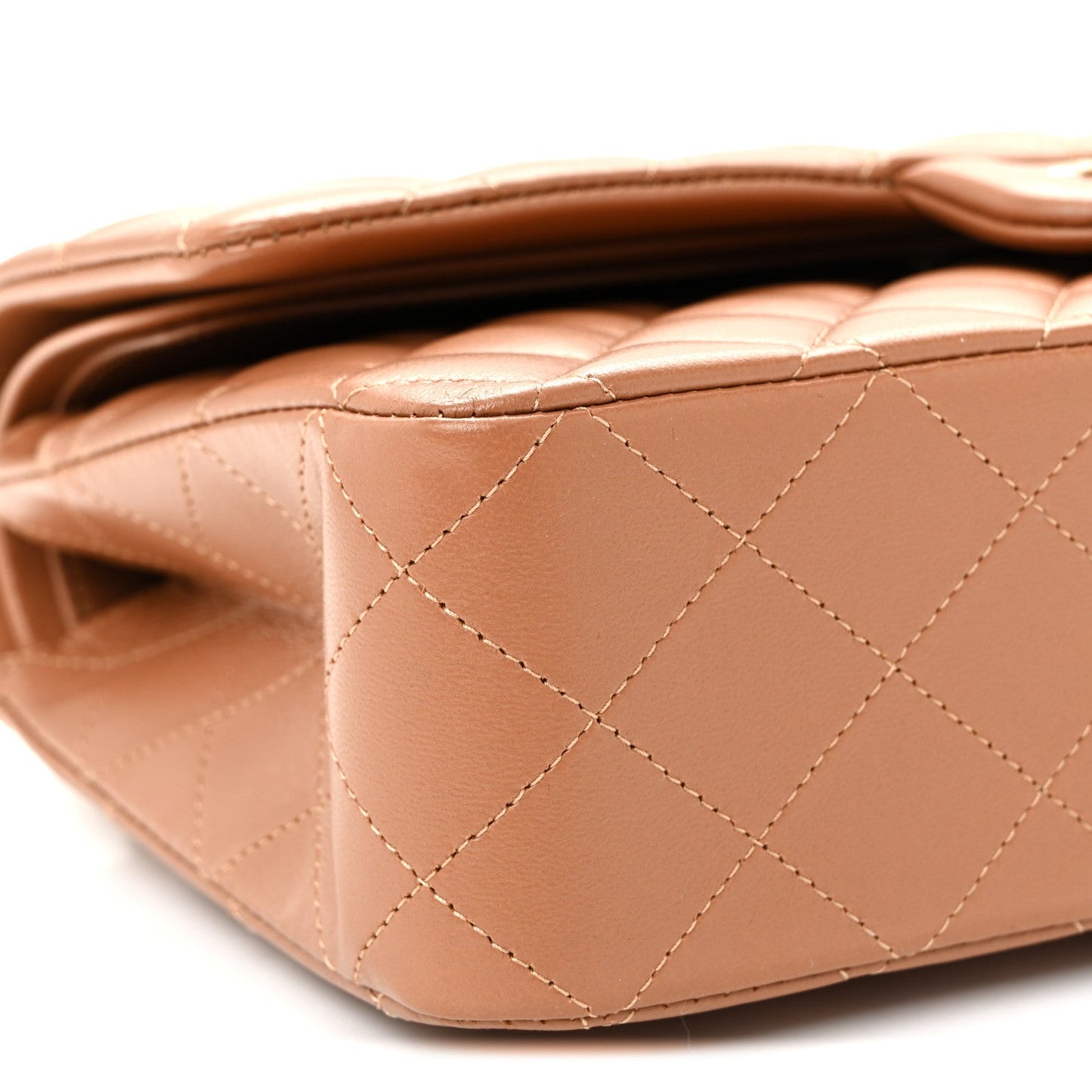 Lambskin Quilted Medium Double Flap Brown