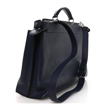 Calfskin Embossed Large Peekaboo Iconic Fit Satchel Blueberry