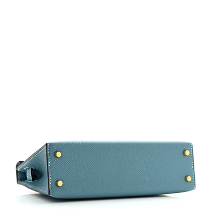Epsom Mini Kelly Sellier 20 New Blue Jean