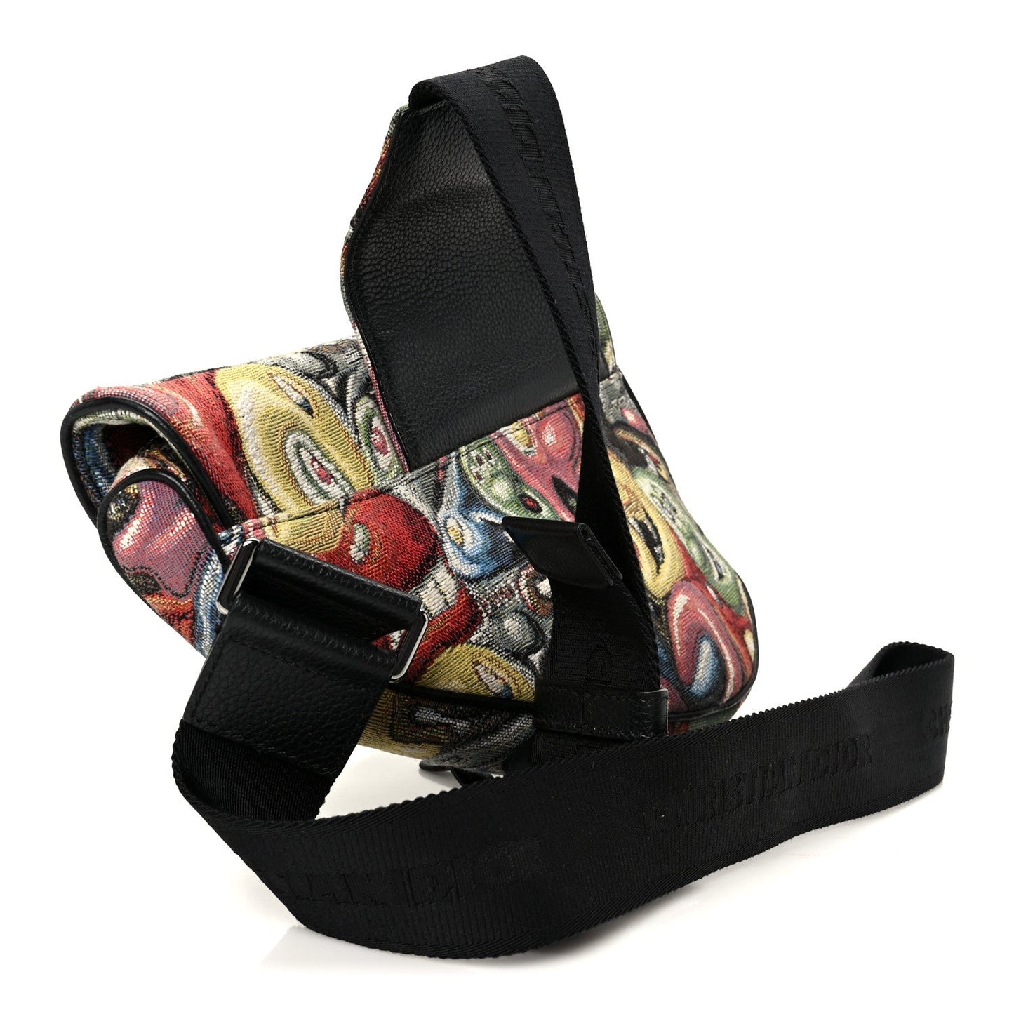 X KENNY SCHARF Jacquard Printed Mens Saddle Bag  Multicolor
