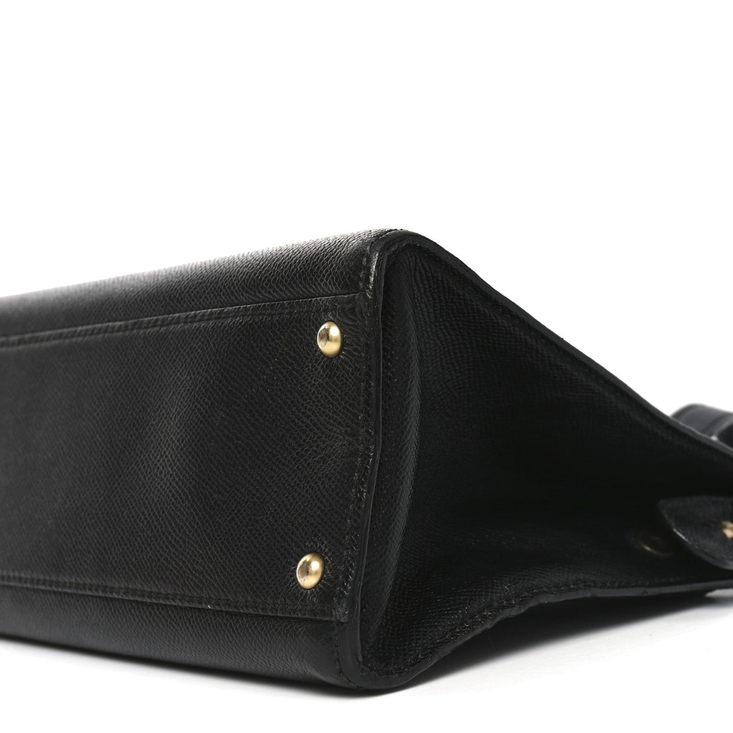 Grained Calfskin Logo Shoulder Bag Black