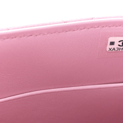 Caviar Quilted Coco Handle Clutch With Chain Pink