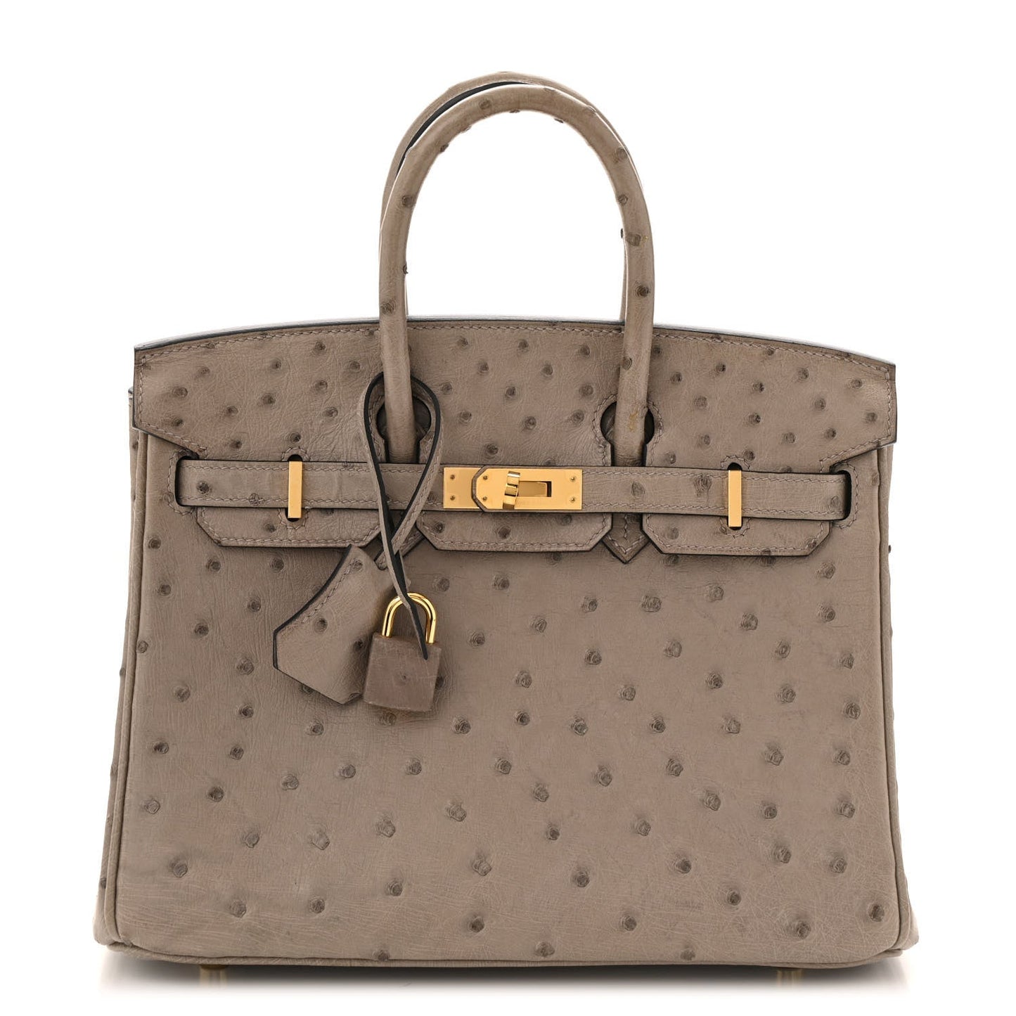 Ostrich Birkin 25 Gris Tourterelle