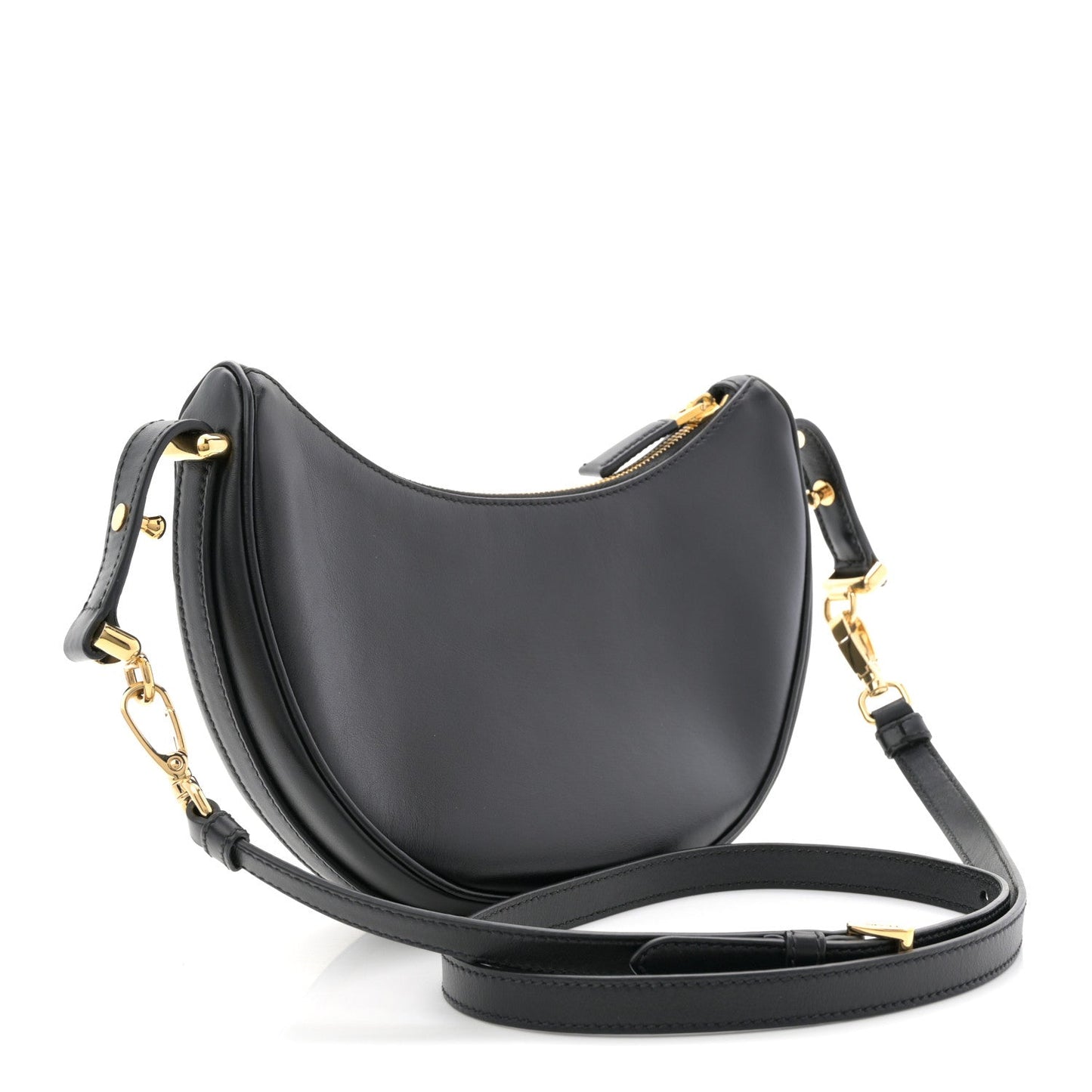 Soft Calfskin Arque Shoulder Bag Black