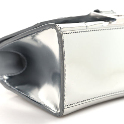 Metallic Calfskin Hourglass Top Handle Bag XS Silver