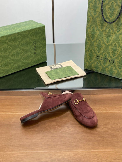 HORSEBIT MULE IN UMBER BROWN SUEDE