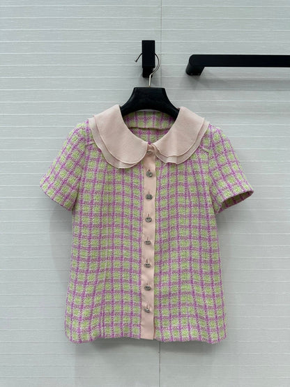 CC SHORT-SLEEVE TWEED TOP 268292