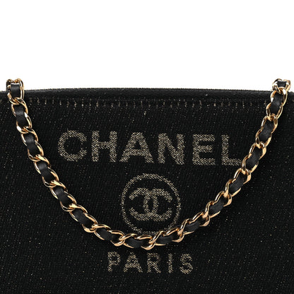 Canvas Small Deauville Clutch With Chain Navy