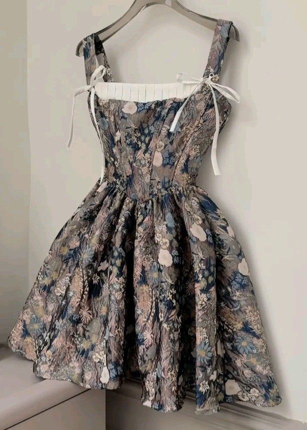 formaldressy--Floral Short Homecoming Dress Women Girls Satin gh5714