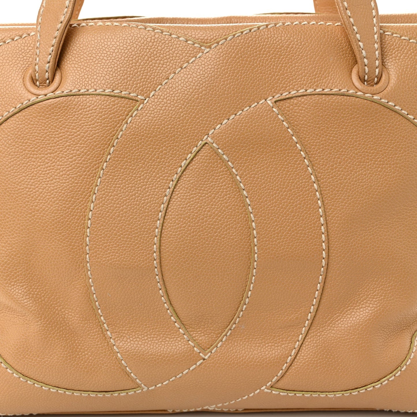 Caviar CC Stitched Medium Tote Beige