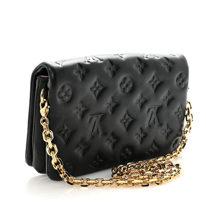 Lambskin Embossed Monogram Pochette Coussin Black