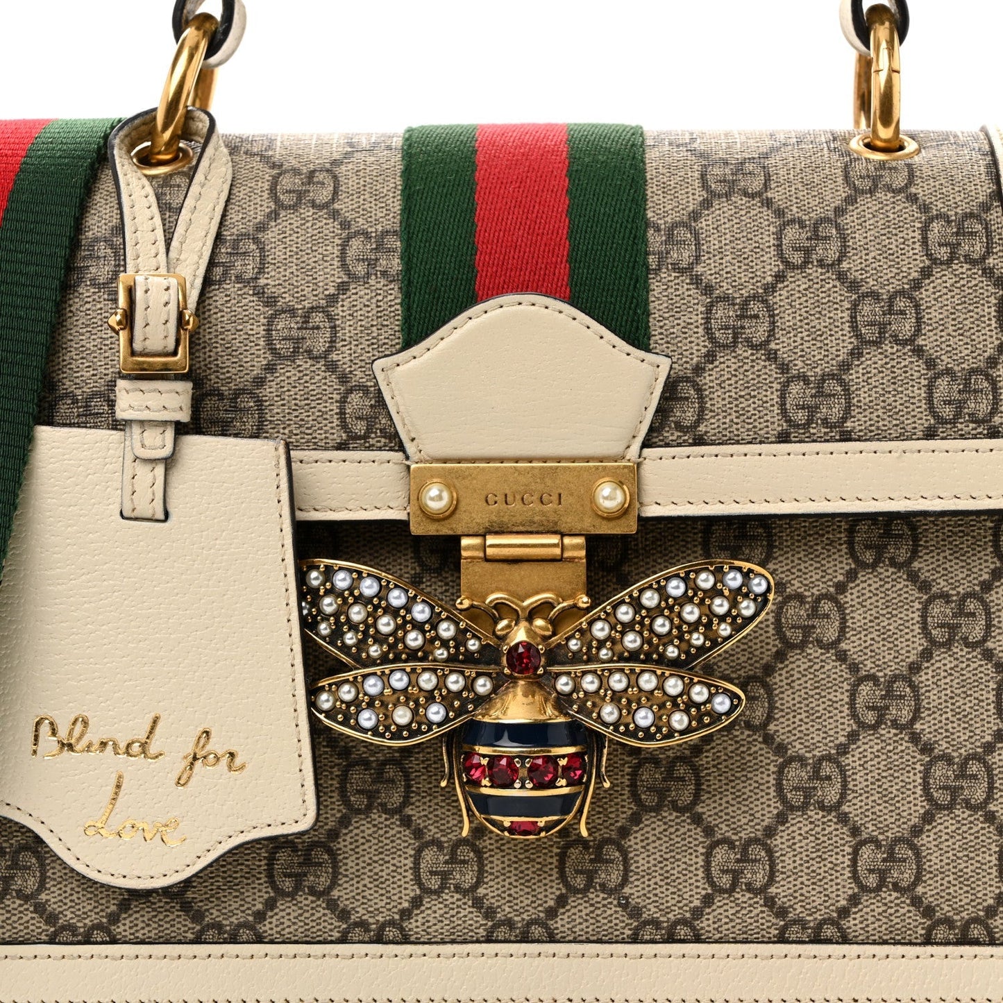 GG Supreme Monogram Small Queen Margaret Top Handle Bag White
