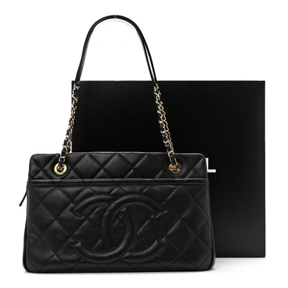 Caviar Quilted Timeless CC Soft Tote Black