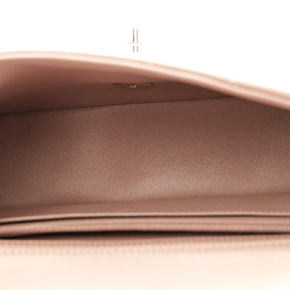 Lambskin Quilted Mini Rectangular Flap Brown