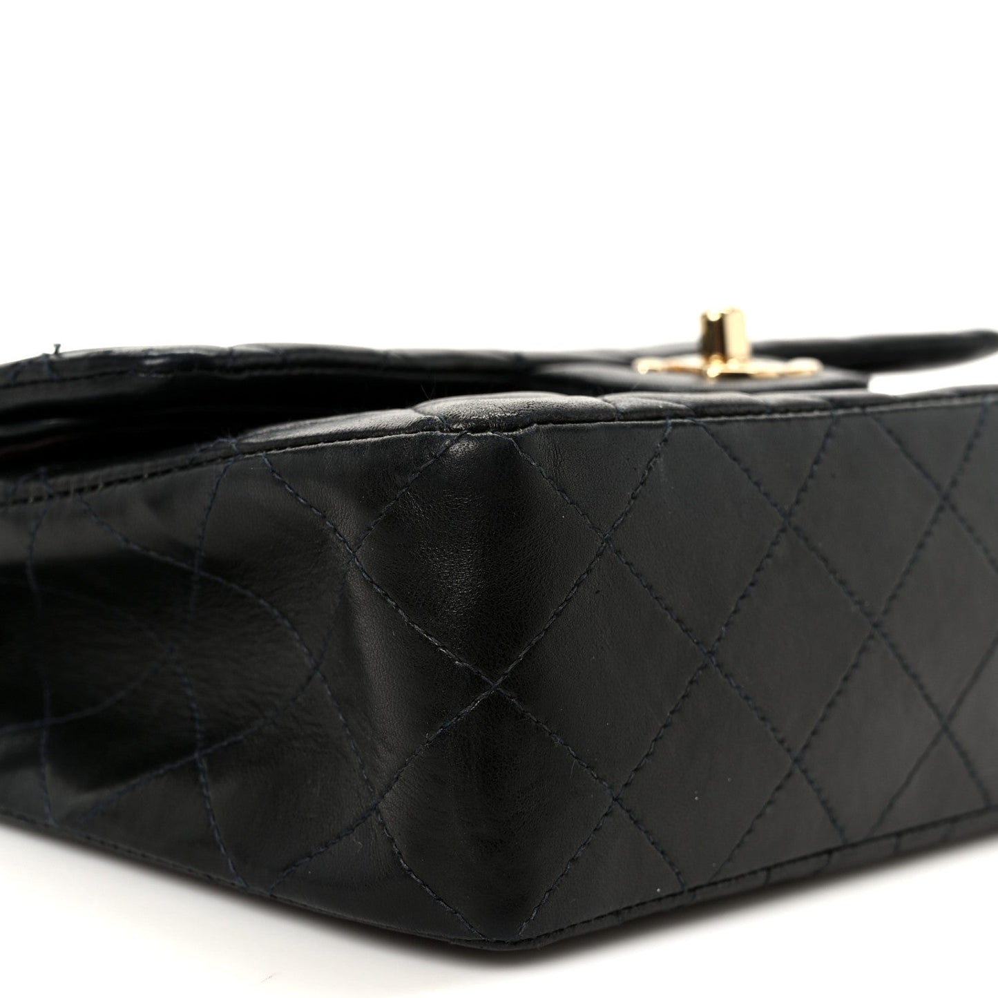 Lambskin Quilted Small Double Flap Black