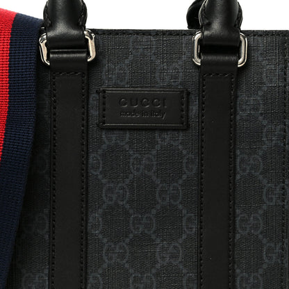 GG Supreme Monogram Appia Calfskin Web Mini Tote Bag Black