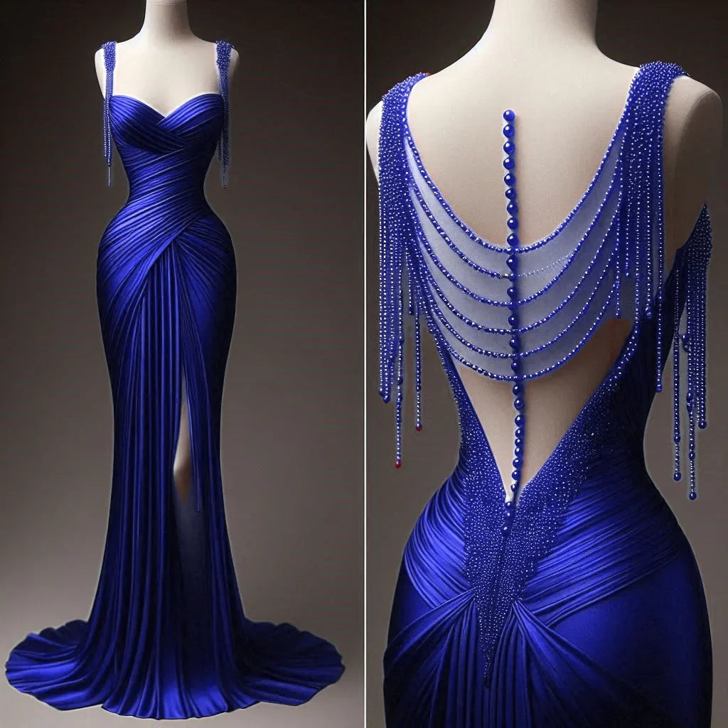 formaldressy-Red satin exquisite beaded sweetheart neckline sexy backless slit long satin prom dress evening dress birthday party dress gh5381