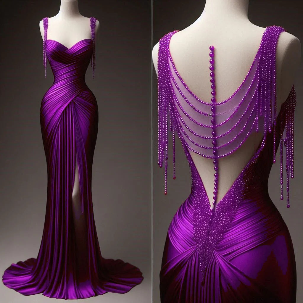 formaldressy-Red satin exquisite beaded sweetheart neckline sexy backless slit long satin prom dress evening dress birthday party dress gh5381