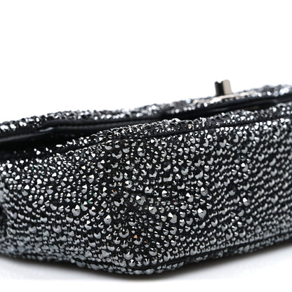 Satin Diamante CC Logo Small Flap Black Ruthenium