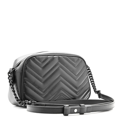 Calfskin Matelasse Monochrome Small GG Marmont Chain Shoulder Bag Black