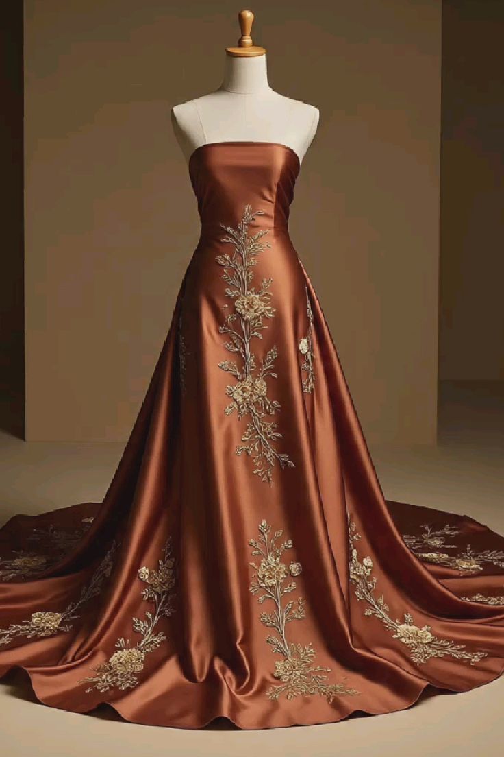 formaldressy-Floral long satin ball gown with floor-length train gh6158