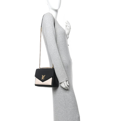 Soft Calfskin Mylockme Chain Bag BB Black Creme