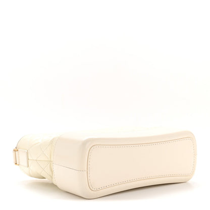 Aged Calfskin Quilted Medium Gabrielle Hobo White