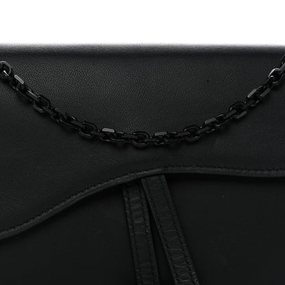 Ultra Matte Calfskin Saddle Chain Wallet Pouch Black